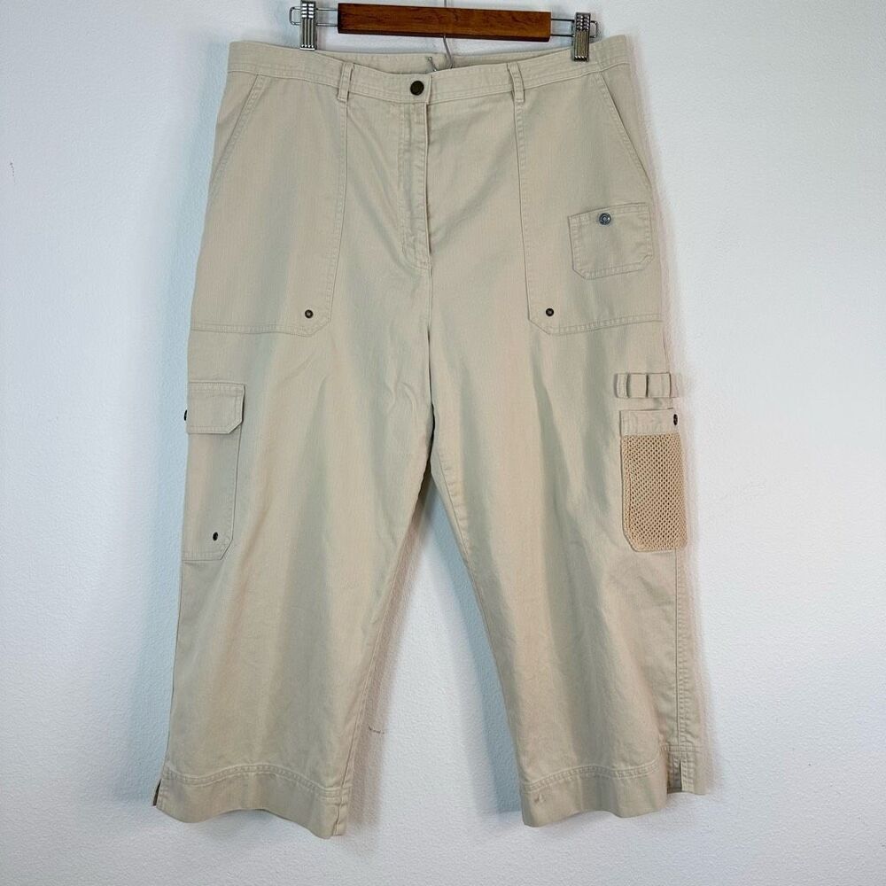 Vintage Lauren Ralph Lauren Cropped Cargo Pants Womens 14 Utility Gropcore Beige